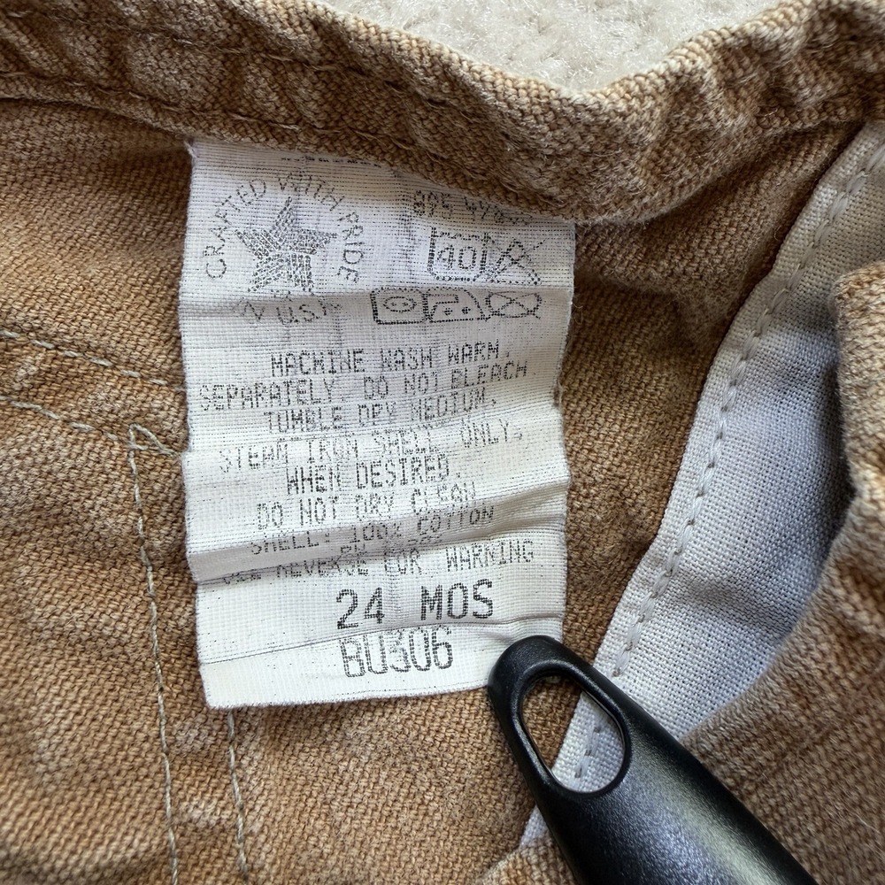 Vtg Carhartt Overalls Toddler 24 Months Brown Canvas Bib Workwear USA Union Made - Picture 6 of 7